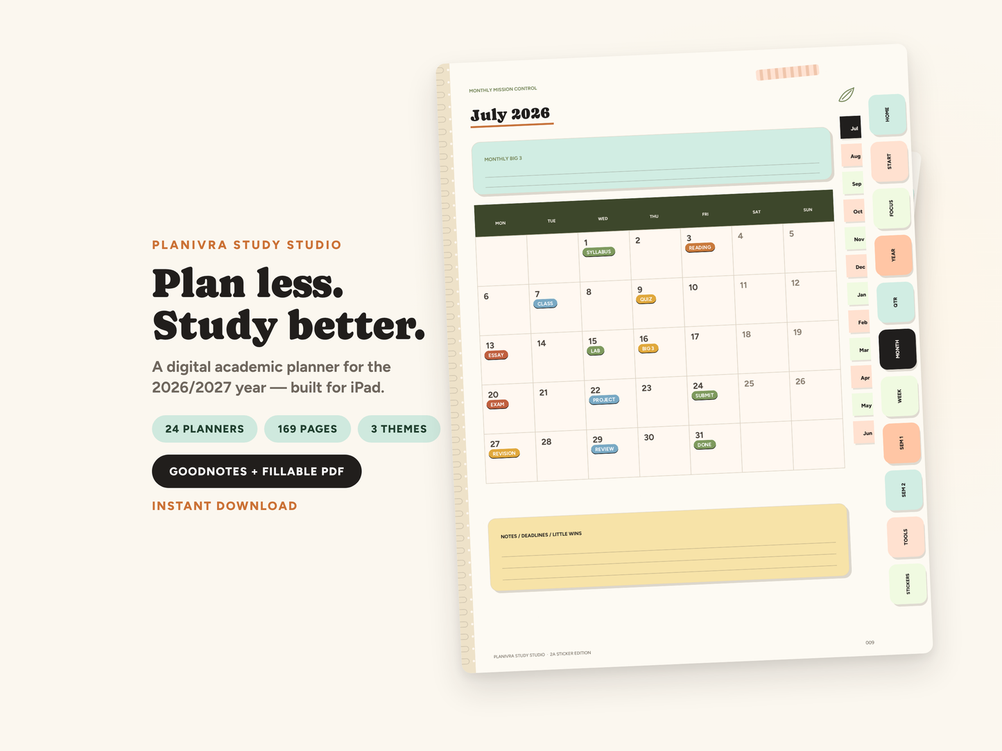 Academic Student Planner 2026–2027